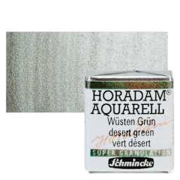 Schmincke Horadam Aquarell Artist Watercolor - Desert Green, Supergranulation, Half Pan and swatch