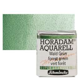 Schmincke Horadam Aquarell Artist Watercolor - Forest Green, Supergranulation, Half Pan and swatch