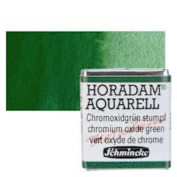 Schmincke Horadam Aquarell Watercolor - Chromium Oxide Green, Half Pan and swatch