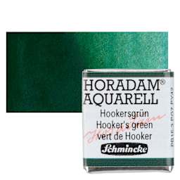 Schmincke Horadam Aquarell Watercolor - Hooker's Green, Half Pan and swatch