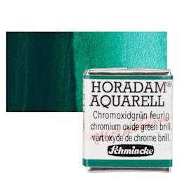 Schmincke Horadam Aquarell Watercolor - Chromium Oxide Green Brilliant, Half Pan and swatch
