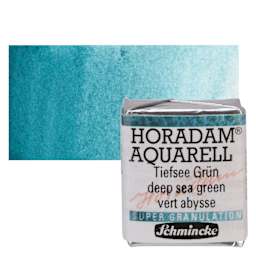 Schmincke Horadam Aquarell Watercolor - Deep Sea Green, Supergranulation, Half Pan and swatch