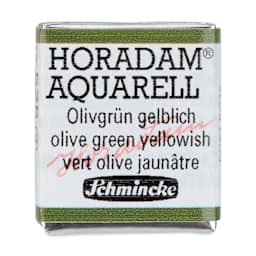 Schmincke Horadam Aquarell Artist Watercolor - Olive Green Yellowish, Half Pan