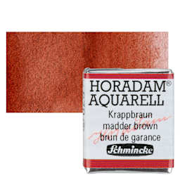 Schmincke Horadam Aquarell Artist Watercolor - Madder Brown, Half Pan and swatch