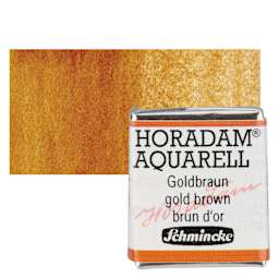 Schmincke Horadam Aquarell Watercolor - Gold Brown, Half Pan and swatch