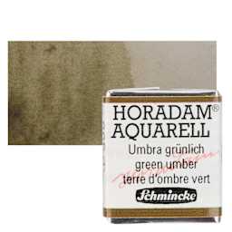 Schmincke Horadam Aquarell Watercolor - Green Umber, Half Pan and swatch