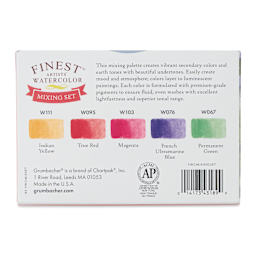 Grumbacher Finest Artists' Watercolor Tubes  - Mixing Colors, Set of 5 (back of package)