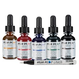 Schmincke Aqua Drop Watercolors - Set of 5, 30 ml Bottles and Liner (set contents)