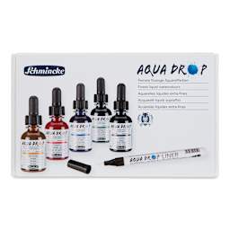 Schmincke Aqua Drop Watercolors - Set of 5, 30 ml Bottles and Liner (front of package)