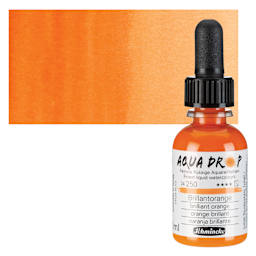 Schmincke Aqua Drop Watercolor - Brilliant Orange, 30 ml bottle and swatch