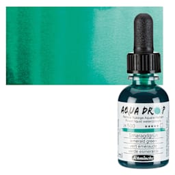 Schmincke Aqua Drop Watercolor - Emerald Green, 30 ml bottle and swatch