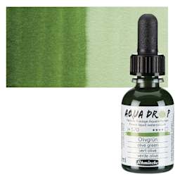 Schmincke Aqua Drop Watercolor - Olive Green, 30 ml bottle and swatch