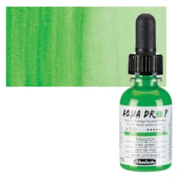 Schmincke Aqua Drop Watercolor - May Green, 30 ml bottle and swatch