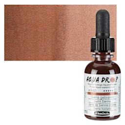 Schmincke Aqua Drop Watercolor - Burnt Sienna, 30 ml bottle and swatch
