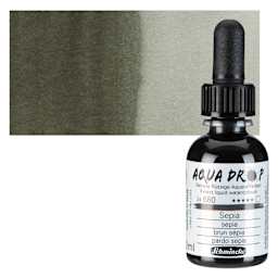 Schmincke Aqua Drop Watercolor - Sepia, 30 ml bottle and swatch
