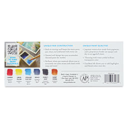 Grumbacher Japanese Watercolors - Set of 6, Mixing Set back of package