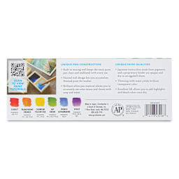 Grumbacher Japanese Watercolors - Set of 6, Basic Set back of package