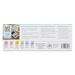 Grumbacher Japanese Watercolors - Set of 6, Glimmer Set back of package