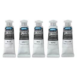 Derivan Permanent Liquid Pencil Tubes Set - Set of 5, 12 ml, out of packaging