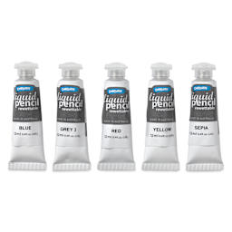 Derivan Rewettable Liquid Pencil Tubes Set - Set of 5, 12 ml Tubes, out of packaging