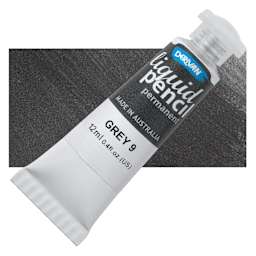 Derivan Permanent Liquid Pencil Tube - Grey #9, 12 ml, bottle with swatch