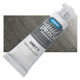 Derivan Rewettable Liquid Pencil Tube - Grey #9, 12 ml, bottle with swatch