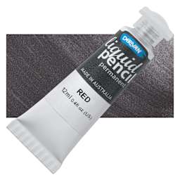 Derivan Permanent Liquid Pencil Tube - Red, 12 ml, bottle with swatch