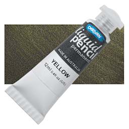 Derivan Permanent Liquid Pencil Tube - Yellow, 12 ml, bottle with swatch