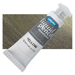 Derivan Rewettable Liquid Pencil Tube - Yellow, 12 ml, bottle with swatch