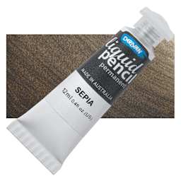 Derivan Permanent Liquid Pencil Tube - Sepia, 12 ml, bottle with swatch