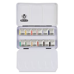 Schmincke Akademie Aquarell Watercolor Pans - Set of 12, Metal Case, Half Pans