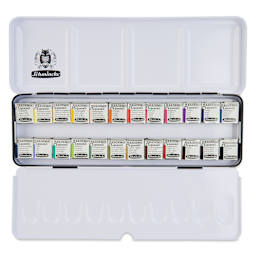 Schmincke Akademie Aquarell Watercolor Pans - Set of 24, Metal Case, Half Pans