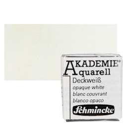 Schmincke Akademie Aquarell Watercolor Pan - Opaque White, Half Pan and swatch