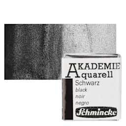 Schmincke Akademie Aquarell Watercolor Pan - Black, Half Pan and swatch