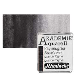Schmincke Akademie Aquarell Watercolor Pan - Payne's Grey, Half Pan and swatch