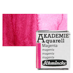 Schmincke Akademie Aquarell Watercolor Pan - Magenta, Half Pan and swatch