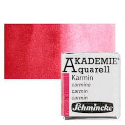 Schmincke Akademie Aquarell Watercolor Pan - Carmine, Half Pan and swatch
