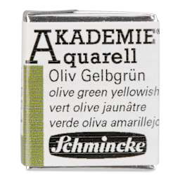 Schmincke Akademie Aquarell Watercolor Pan - Olive Green Yellowish, Half Pan