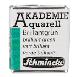 Schmincke Akademie Aquarell Watercolor Pan - Brilliant Green, Half Pan