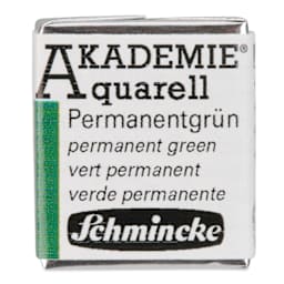 Schmincke Akademie Aquarell Watercolor Pan - Permanent Green, Half Pan