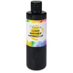 Chroma Liquid Washable Watercolor Paint - Black, 8.4 oz, Bottle, front