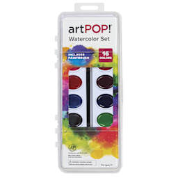 artPOP! Oval Watercolor Pan Set - Set of 16, Assorted Colors, packaging