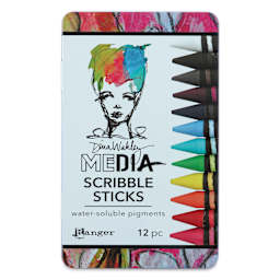 Ranger Dina Wakley Scribble Water-Soluble Pigment Sticks - Set 1, Set of 12 front of package