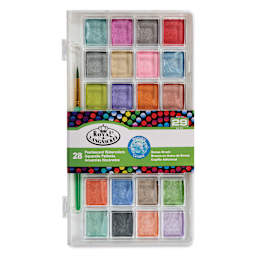 Royal & Langnickel Essentials Watercolor Pan Set - Set of 28, Pearlescent front of package