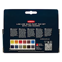 Derwent Line and Wash Paint Pan Set - Set of 12, Assorted Colors, back view of the packaging