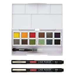 Derwent Line and Wash Paint Pan Set - Set of 12, Assorted Colors, set contents