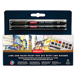 Derwent Line and Wash Paint Pan Set - Set of 12, Assorted Colors, front view of the packaging