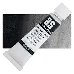 Art Spectrum Artists’ Watercolor Tube - Lamp Black, 10 ml tube and swatch