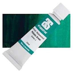 Art Spectrum Artists’ Watercolor Tube - Phthalo Green, 10 ml tube and swatch
