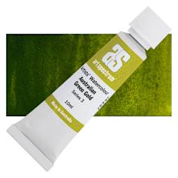 Art Spectrum Artists’ Watercolor Tube - Australian Green Gold, 10 ml tube and swatch